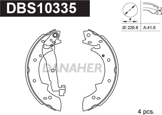 Danaher DBS10335 - Bremžu loku komplekts ps1.lv