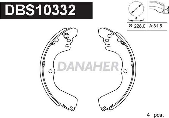 Danaher DBS10332 - Bremžu loku komplekts ps1.lv