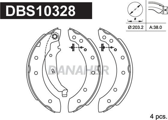 Danaher DBS10328 - Bremžu loku komplekts ps1.lv