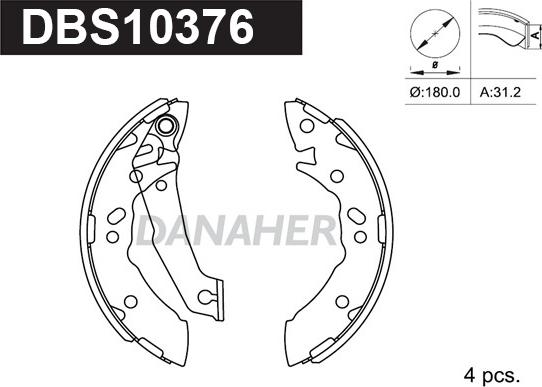 Danaher DBS10376 - Bremžu loku komplekts ps1.lv