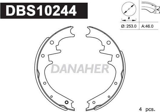 Danaher DBS10244 - Bremžu loku komplekts ps1.lv