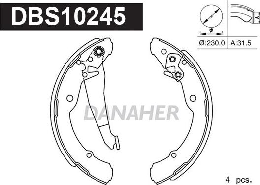 Danaher DBS10245 - Bremžu loku komplekts ps1.lv