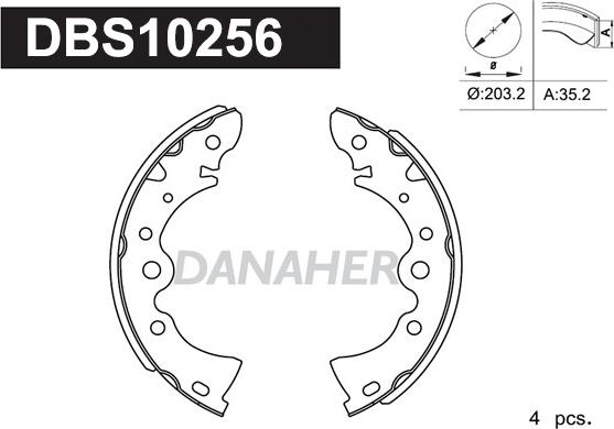 Danaher DBS10256 - Bremžu loku komplekts ps1.lv