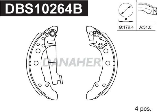 Danaher DBS10264B - Bremžu loku komplekts ps1.lv