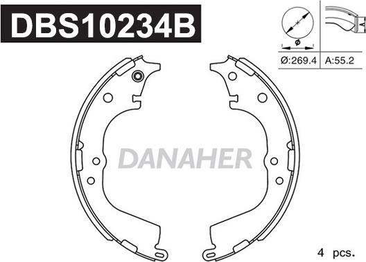 Danaher DBS10234B - Bremžu loku komplekts ps1.lv