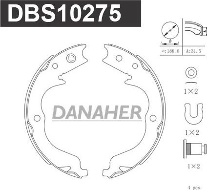 Danaher DBS10275 - Bremžu loku kompl., Stāvbremze ps1.lv