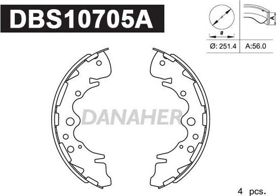 Danaher DBS10705A - Bremžu loku komplekts ps1.lv