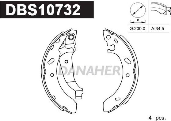 Danaher DBS10732 - Bremžu loku komplekts ps1.lv