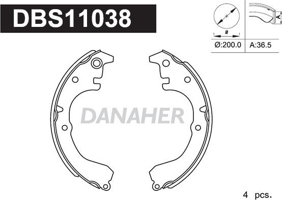 Danaher DBS11038 - Bremžu loku komplekts ps1.lv