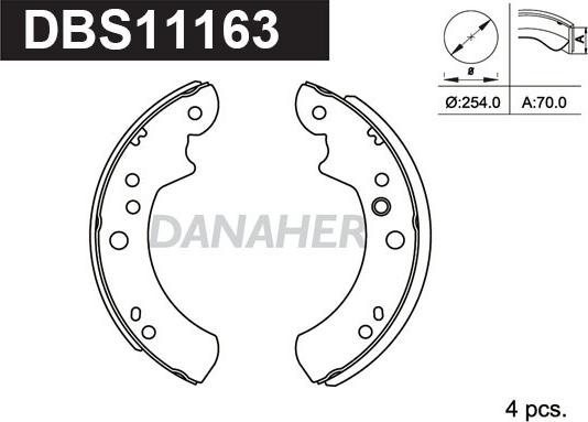 Danaher DBS11163 - Bremžu loku komplekts ps1.lv