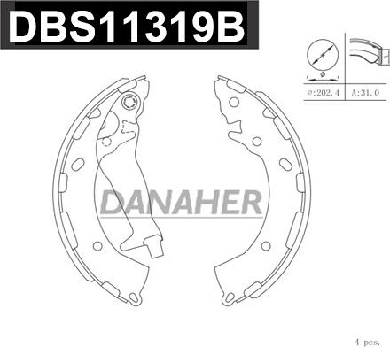 Danaher DBS11319B - Bremžu loku komplekts ps1.lv