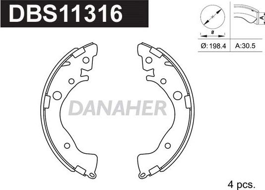 Danaher DBS11316 - Bremžu loku komplekts ps1.lv