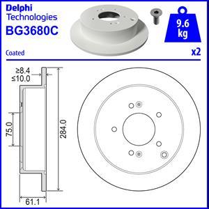 Delphi BG3680C-18B1 - Bremžu diski ps1.lv