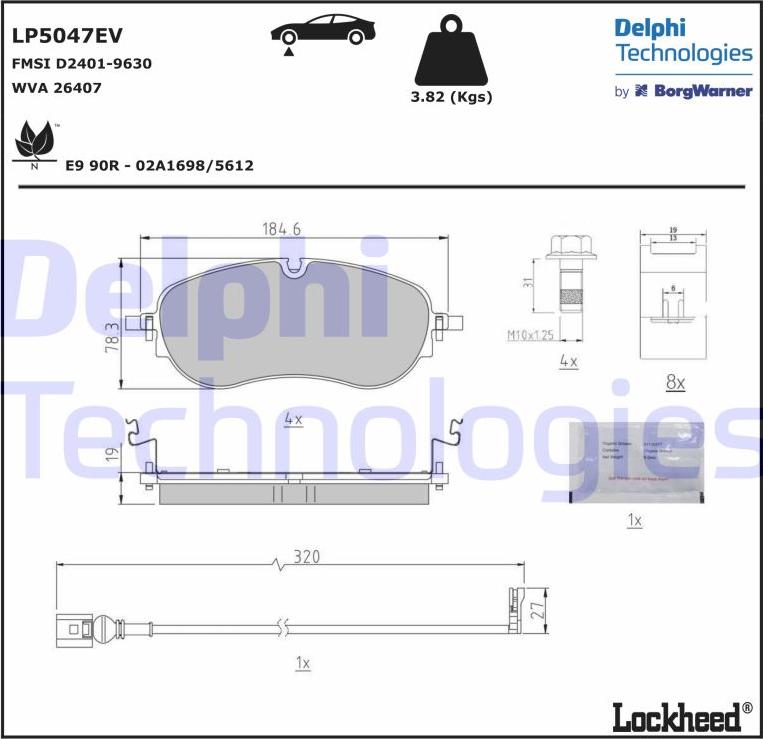 Delphi LP5047EV - Bremžu uzliku kompl., Disku bremzes ps1.lv