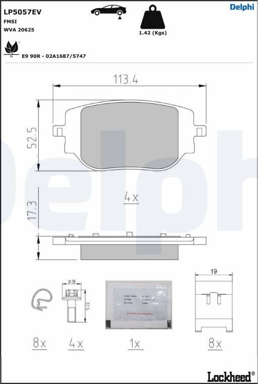 Delphi LP5057EV - Bremžu uzliku kompl., Disku bremzes ps1.lv