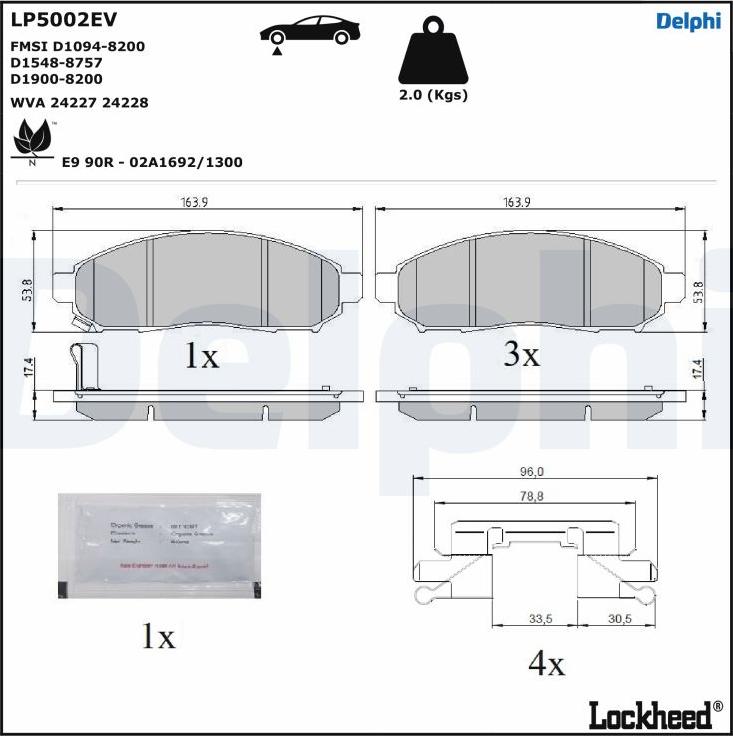 Delphi LP5002EV - Bremžu uzliku kompl., Disku bremzes ps1.lv