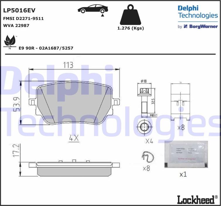 Delphi LP5016EV - Bremžu uzliku kompl., Disku bremzes ps1.lv