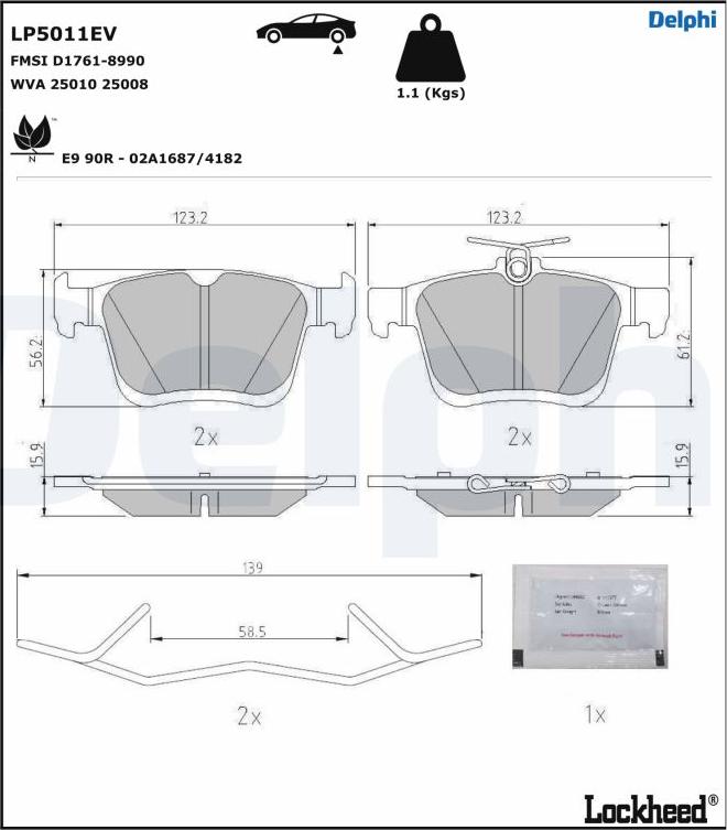 Delphi LP5011EV - Bremžu uzliku kompl., Disku bremzes ps1.lv