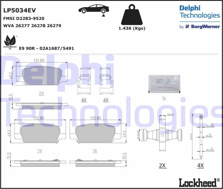 Delphi LP5034EV - Bremžu uzliku kompl., Disku bremzes ps1.lv