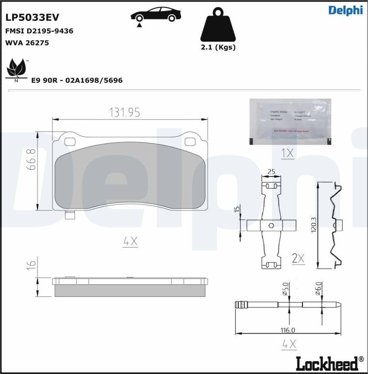 Delphi LP5033EV - Bremžu uzliku kompl., Disku bremzes ps1.lv