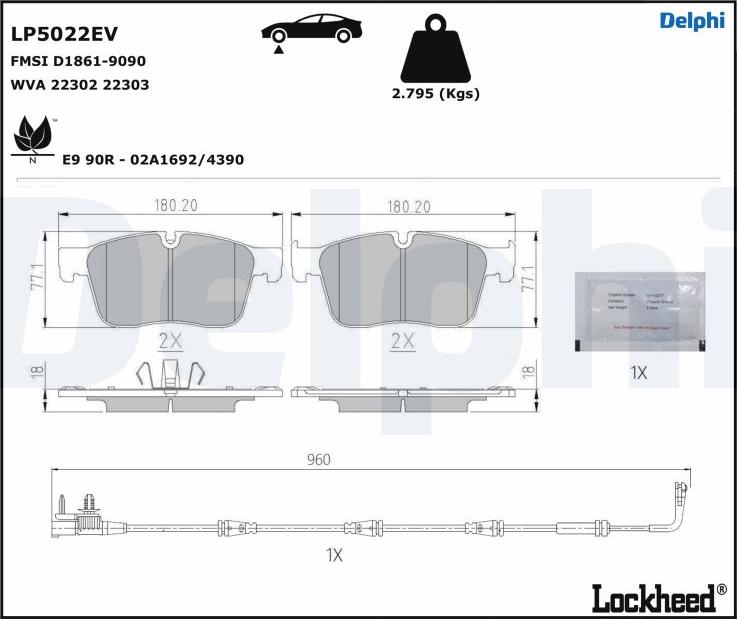 Delphi LP5022EV - Bremžu uzliku kompl., Disku bremzes ps1.lv