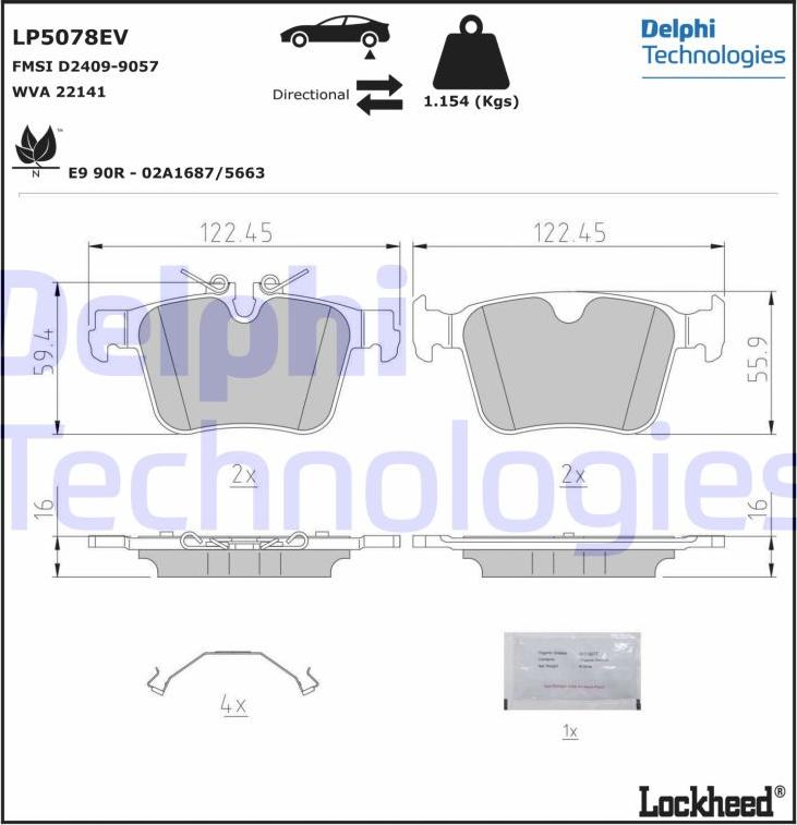 Delphi LP5078EV - Bremžu uzliku kompl., Disku bremzes ps1.lv