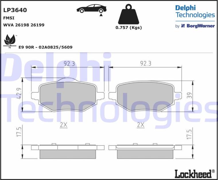 Delphi LP3640 - Bremžu uzliku kompl., Disku bremzes ps1.lv