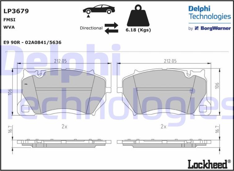 Delphi LP3679 - Bremžu uzliku kompl., Disku bremzes ps1.lv