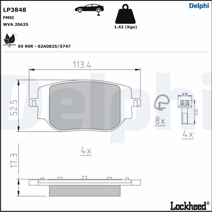 Delphi LP3848 - Bremžu uzliku kompl., Disku bremzes ps1.lv