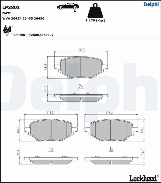 Delphi LP3801 - Bremžu uzliku kompl., Disku bremzes ps1.lv