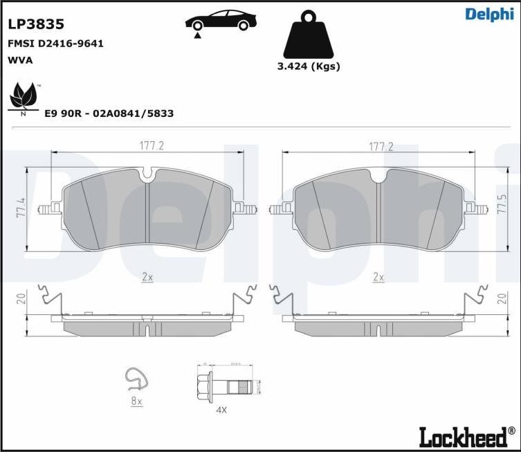 Delphi LP3835 - Bremžu uzliku kompl., Disku bremzes ps1.lv