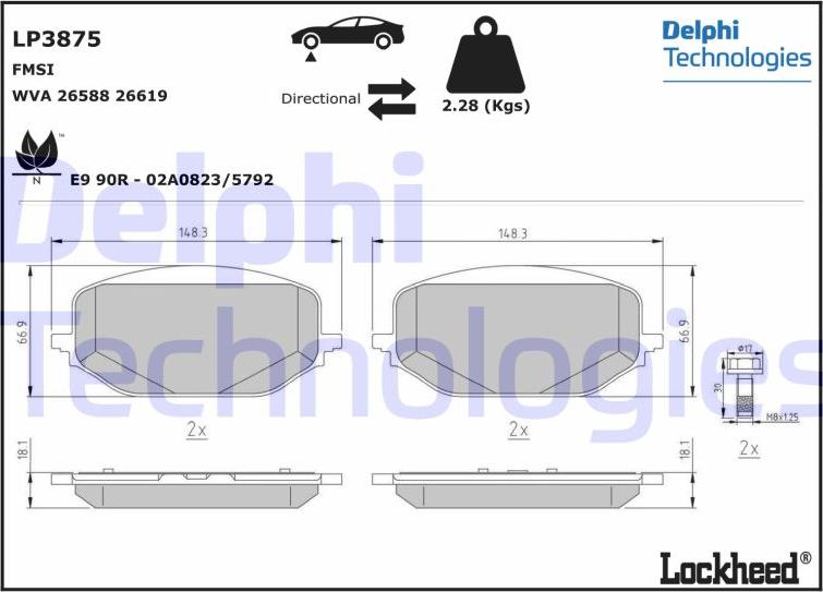 Delphi LP3875 - Bremžu uzliku kompl., Disku bremzes ps1.lv