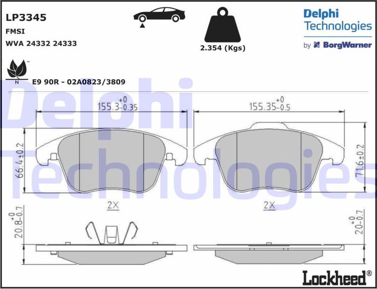 Delphi LP3345 - Bremžu uzliku kompl., Disku bremzes ps1.lv