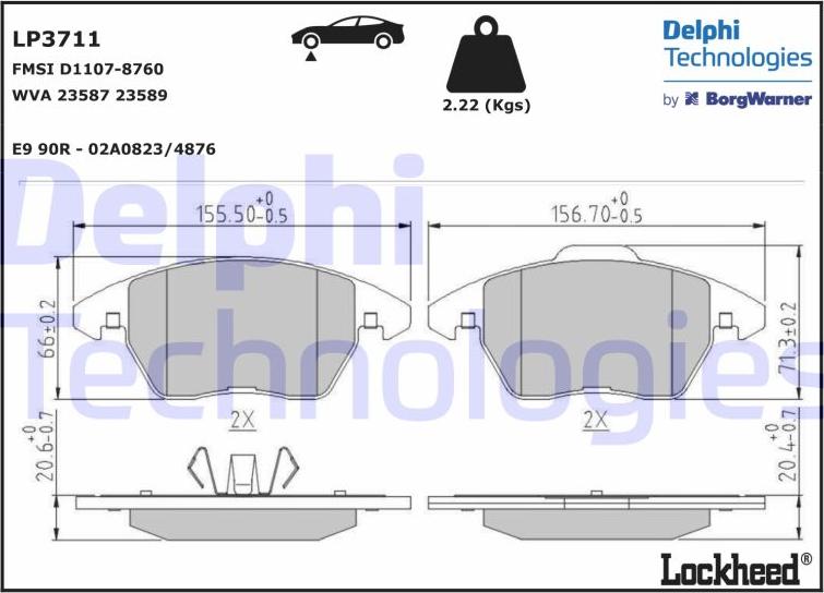 Delphi LP3711 - Bremžu uzliku kompl., Disku bremzes ps1.lv