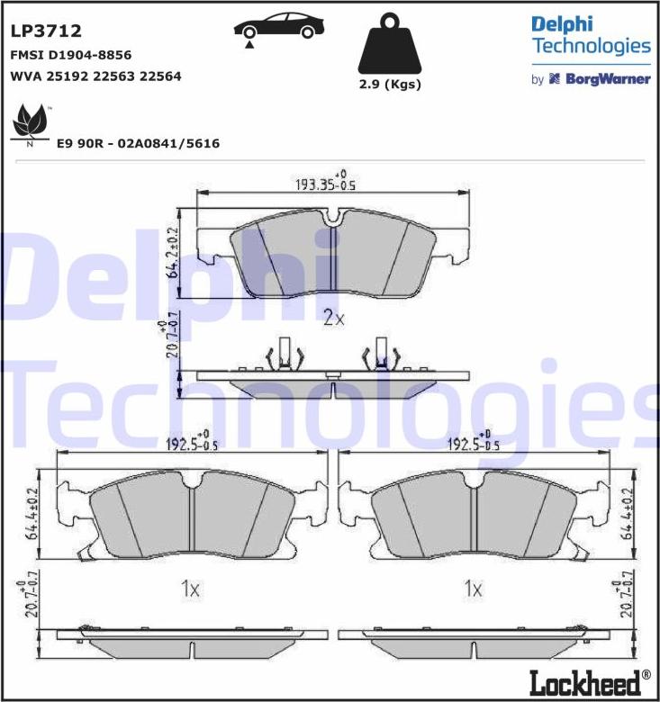 Delphi LP3712 - Bremžu uzliku kompl., Disku bremzes ps1.lv