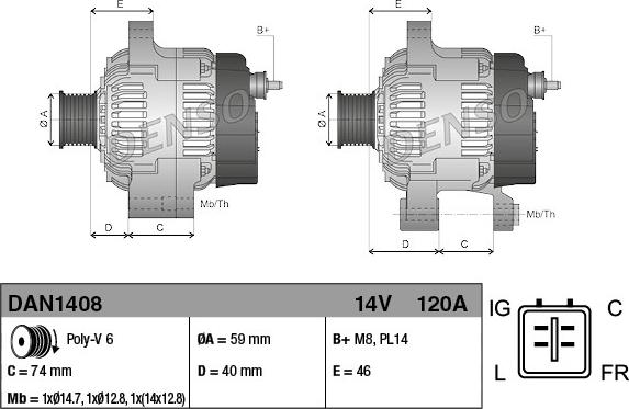 Denso DAN1408 - Ģenerators ps1.lv