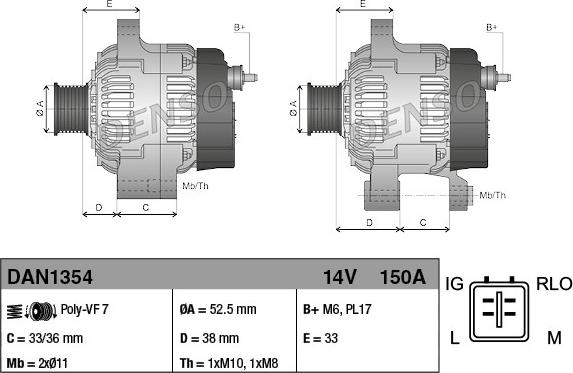 Denso DAN1354 - Ģenerators ps1.lv