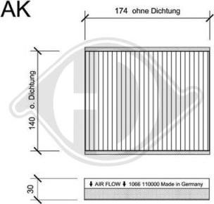 Diederichs DCI1066S - Filtrs, Salona telpas gaiss ps1.lv