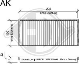 Diederichs DCI1186S - Filtrs, Salona telpas gaiss ps1.lv