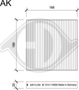 Diederichs DCI1214S - Filtrs, Salona telpas gaiss ps1.lv