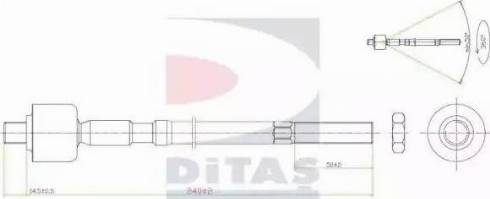 Ditas A2-5387 - Aksiālais šarnīrs, Stūres šķērsstiepnis ps1.lv