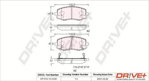 Dr!ve+ DP1010.10.0038 - Bremžu uzliku kompl., Disku bremzes ps1.lv