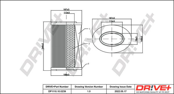 Dr!ve+ DP1110.10.0239 - Gaisa filtrs ps1.lv