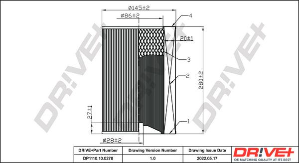 Dr!ve+ DP1110.10.0278 - Gaisa filtrs ps1.lv