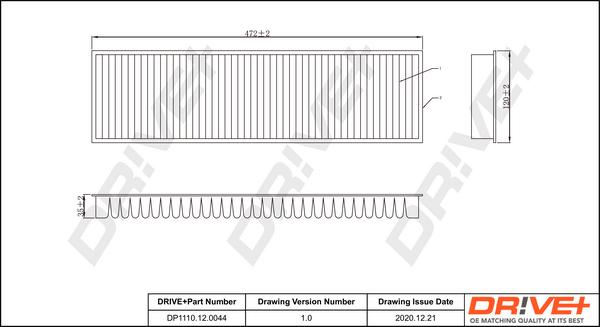 Dr!ve+ DP1110.12.0044 - Filtrs, Salona telpas gaiss ps1.lv