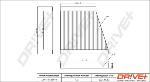 Dr!ve+ DP1110120048 - Filtrs, Salona telpas gaiss ps1.lv