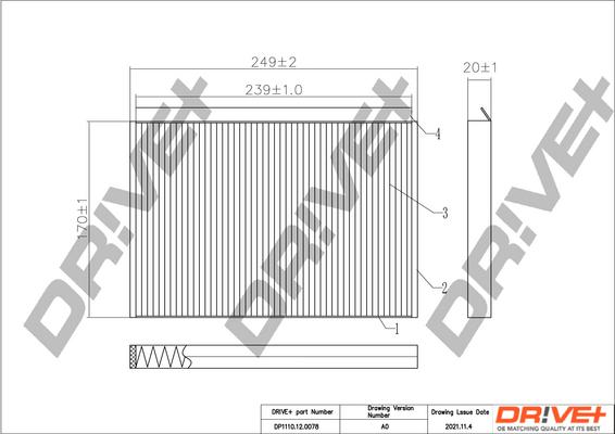 Dr!ve+ DP1110.12.0078 - Filtrs, Salona telpas gaiss ps1.lv