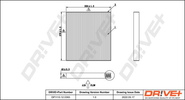 Dr!ve+ DP1110.12.0393 - Filtrs, Salona telpas gaiss ps1.lv