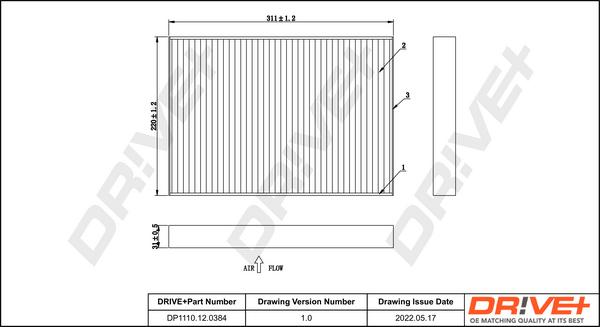 Dr!ve+ DP1110.12.0384 - Filtrs, Salona telpas gaiss ps1.lv