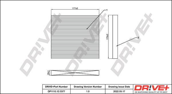 Dr!ve+ DP1110.12.0377 - Filtrs, Salona telpas gaiss ps1.lv